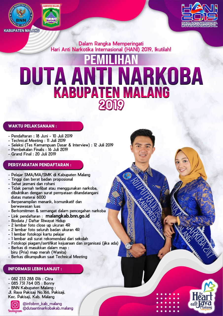Pemilihan Duta Anti Narkoba Kabupaten Malang 2019